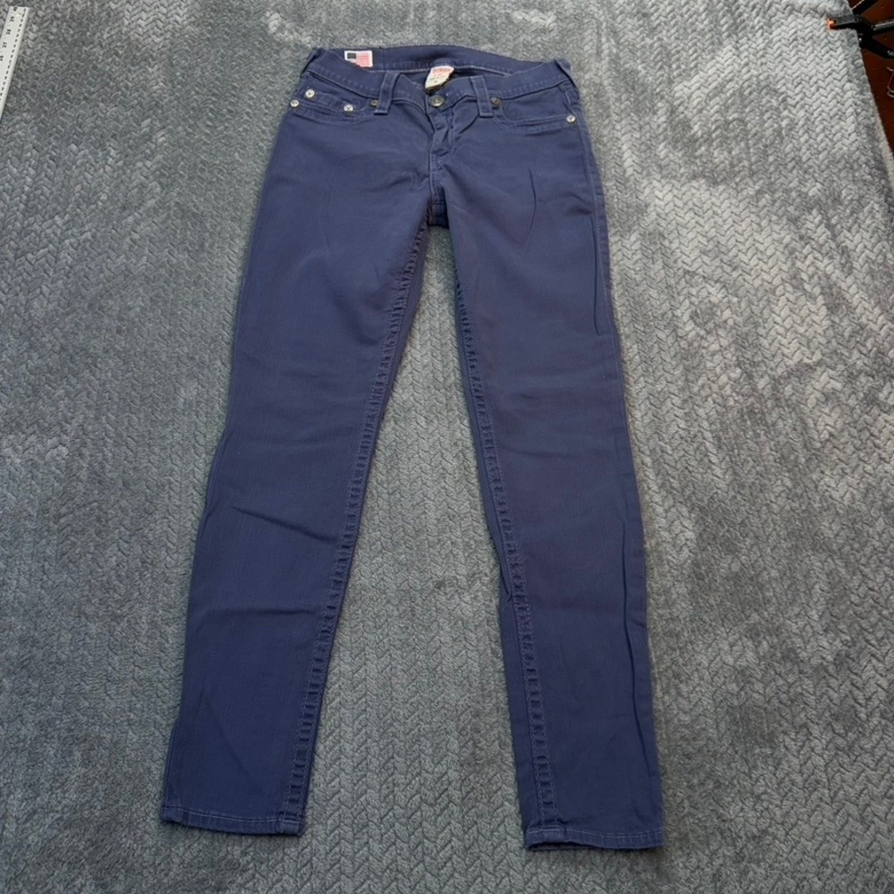True‎ Religion Halle Jeans Womens 28x28 Skinny Low Rise Blue Stretch Made in USA